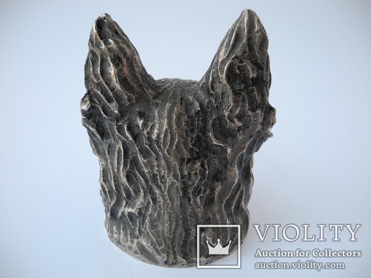 Серебряная фигура Голова волка или собаки ( серебро 800 пр. вес 552 гр ), фото №4