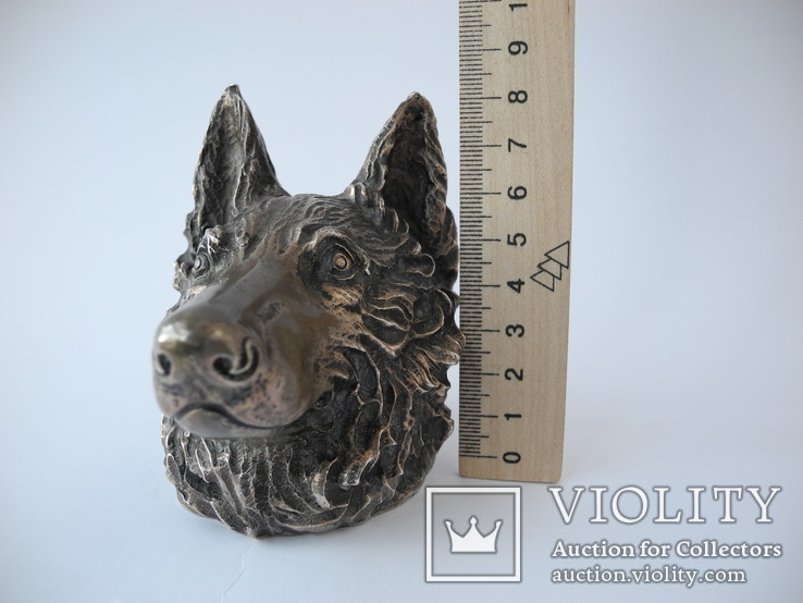 Серебряная фигура Голова волка или собаки ( серебро 800 пр. вес 552 гр ), фото №13