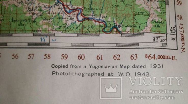 ВОВ  Армия США  военная карта -Керкница - Словения (бывшая Югославия) 1943год, фото №6