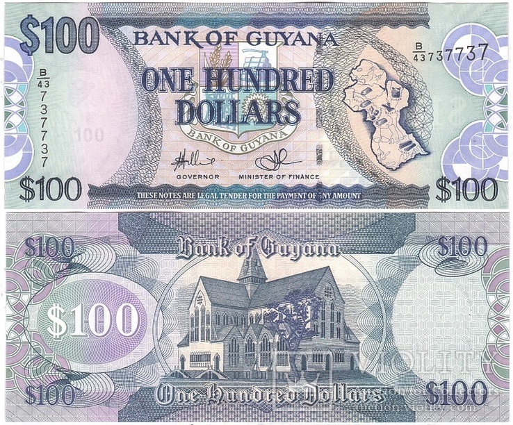 Guyana Гайана - 100 Dollars 2012 Pick 36b(2) UNC JavirNV