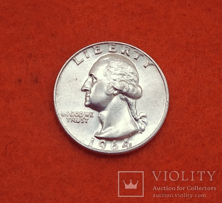 США 1/4 доллара квотер 1964 серебро, фото №2