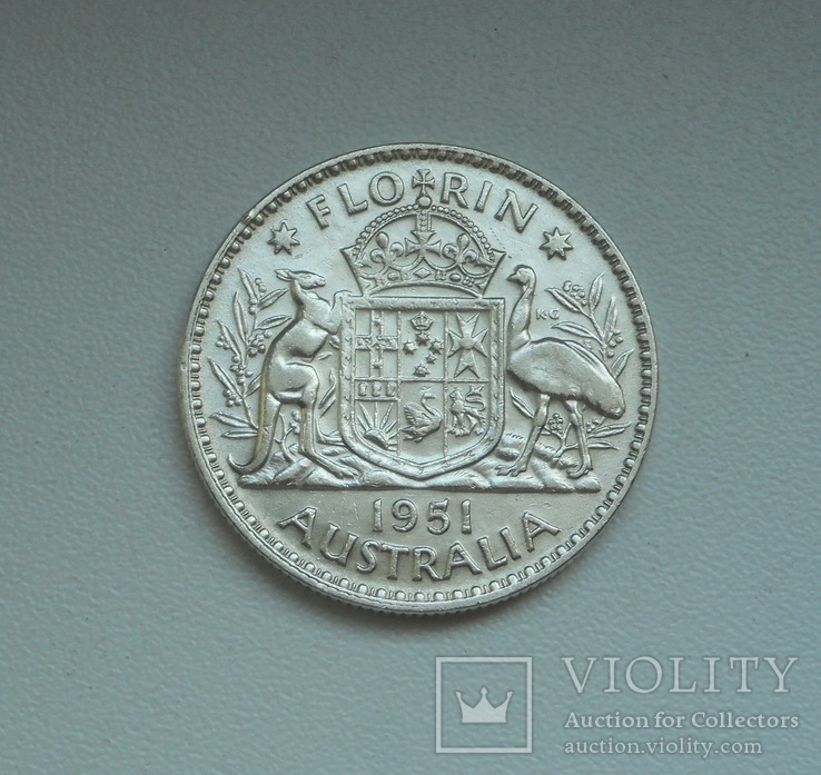 Австралия 1 флорин 1951 г., Георг VI серебро, фото №6