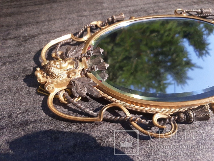 Старинное Зеркало бронза детализация, фото №11