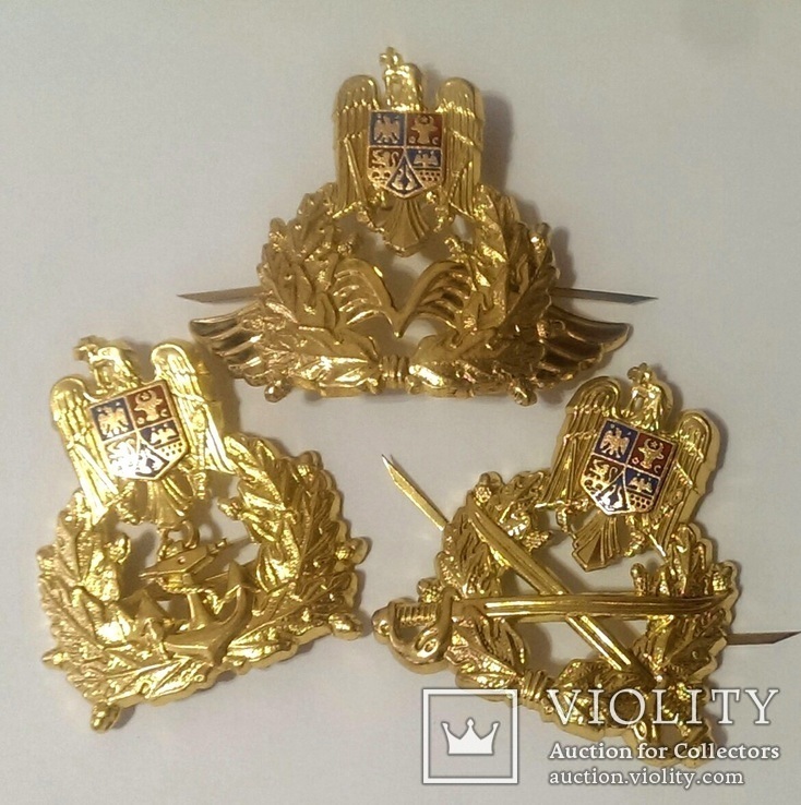 3 шт кокарда: пехота , флот , авиация Romania cap badge capbadge AF Air Force Navy Army, фото №2