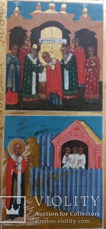 Икона Св. Николая в житии (35 х 31 см), фото №5