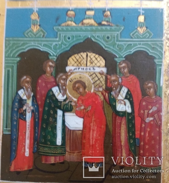 Икона Св. Николая в житии (35 х 31 см), фото №7