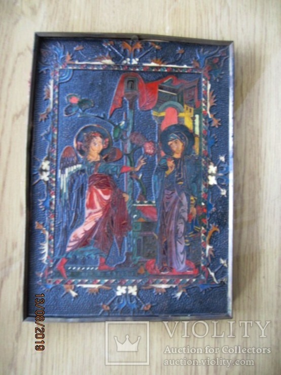 Икона Благовещение, медное литье, эмали 25 x 18 см, фото №2