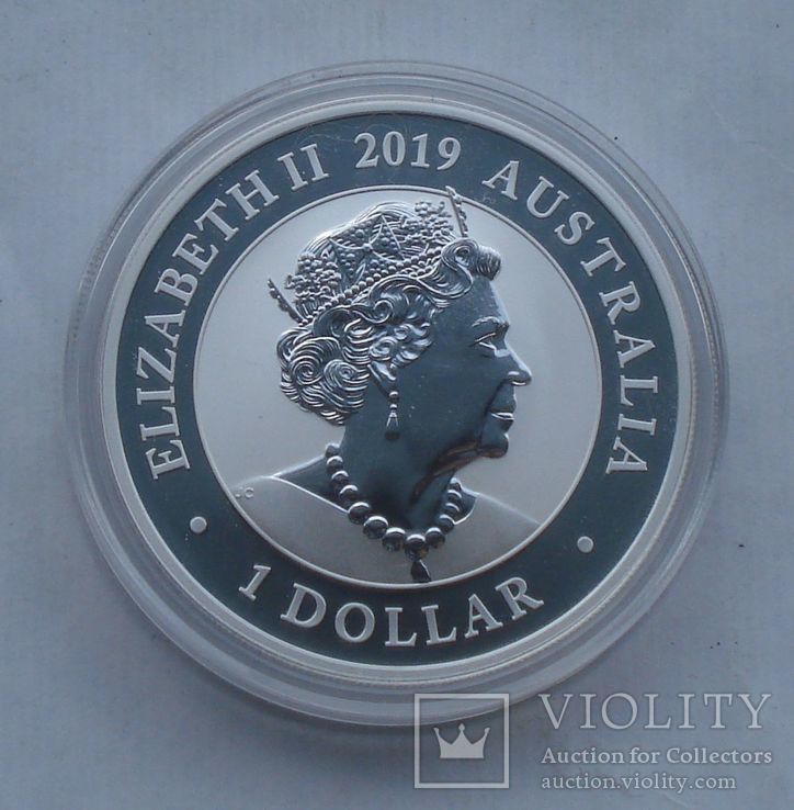 2019 г - 1 доллар Австралии,Райская птица,унция серебра,в капсуле, фото №4