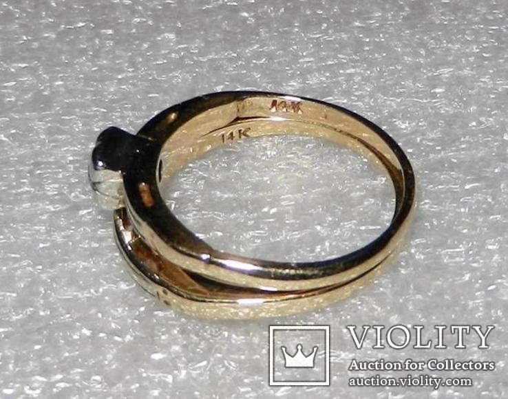 Золотое кольцо с бриллиантом и обручальное кольцо – набор, фото №3