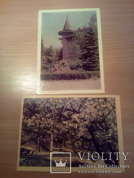 2 открытки, Крым, Санаторий для воинов СА и "Миндаль цветет", фото №3