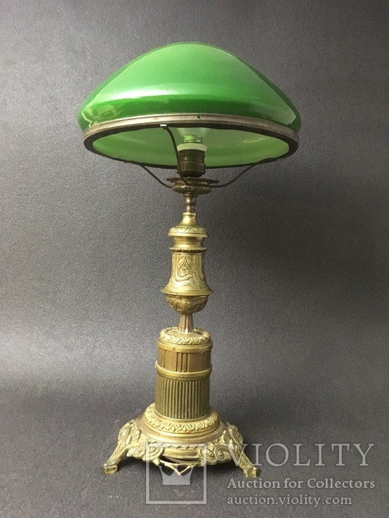 Старинная бронзовая настольная лампа светильник торшер 55см, фото №5
