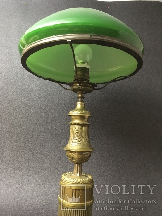 Старинная бронзовая настольная лампа светильник торшер 55см, фото №7