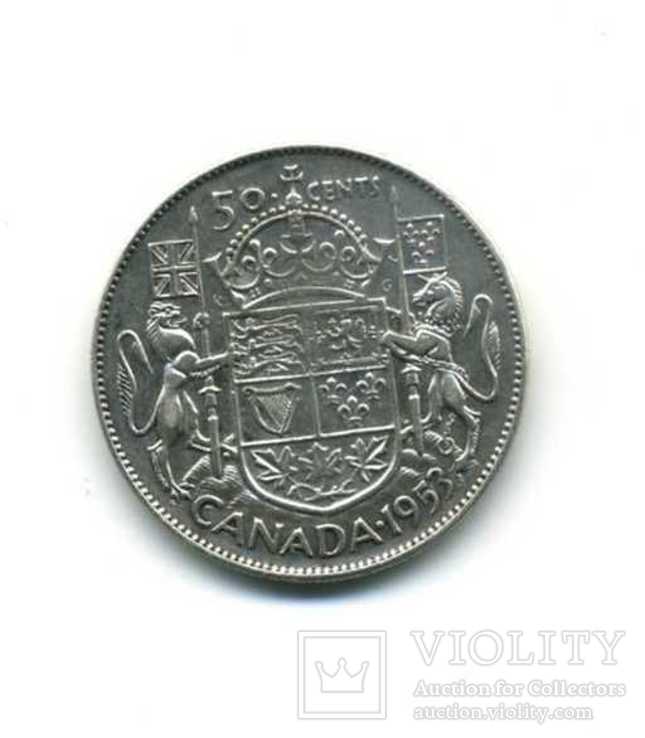 50 центов 1953 Канада серебро, фото №4