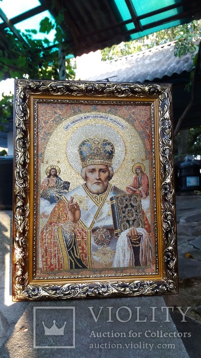 Икона *Святой Николай* 30*40.Гобелен., фото №5