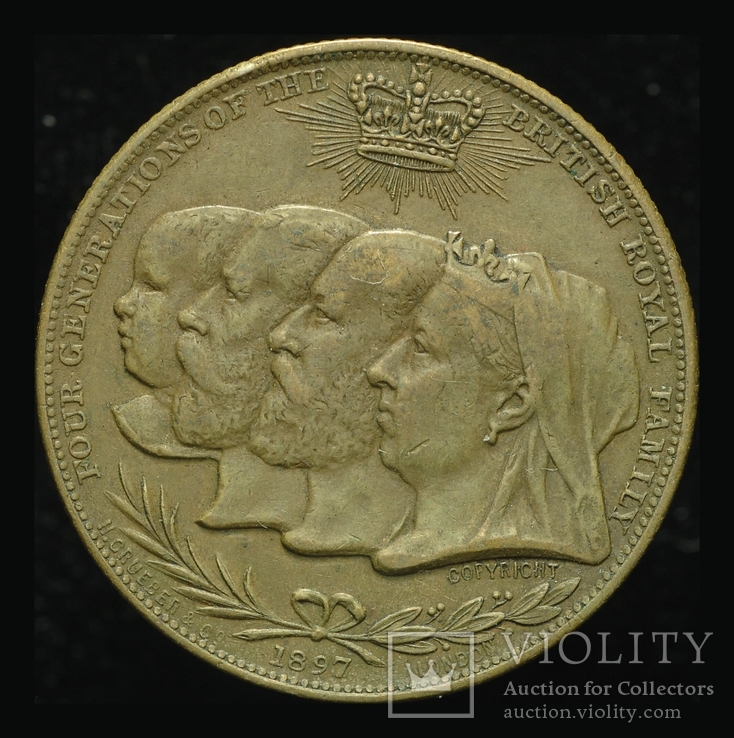 Великобритания медаль 1897 4 поколения английских королей
