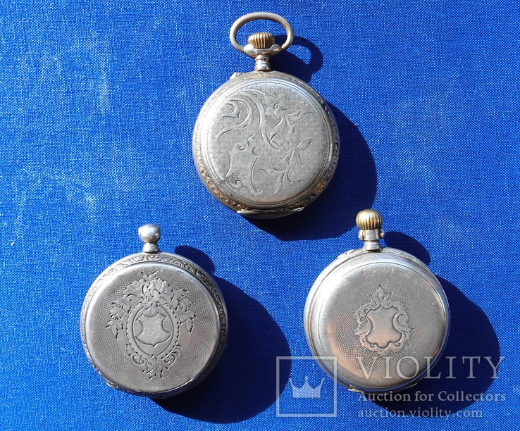 3 шт Карманных часов Remontoir серебро 1880-1915 гг Швейцария, фото №4