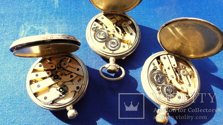3 шт Карманных часов Remontoir серебро 1880-1915 гг Швейцария, фото №7
