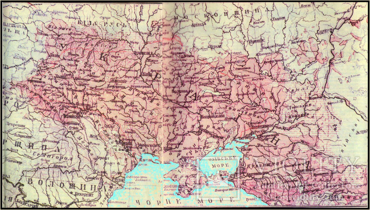 Карта України з Кубанщиною та Черноморщиною.