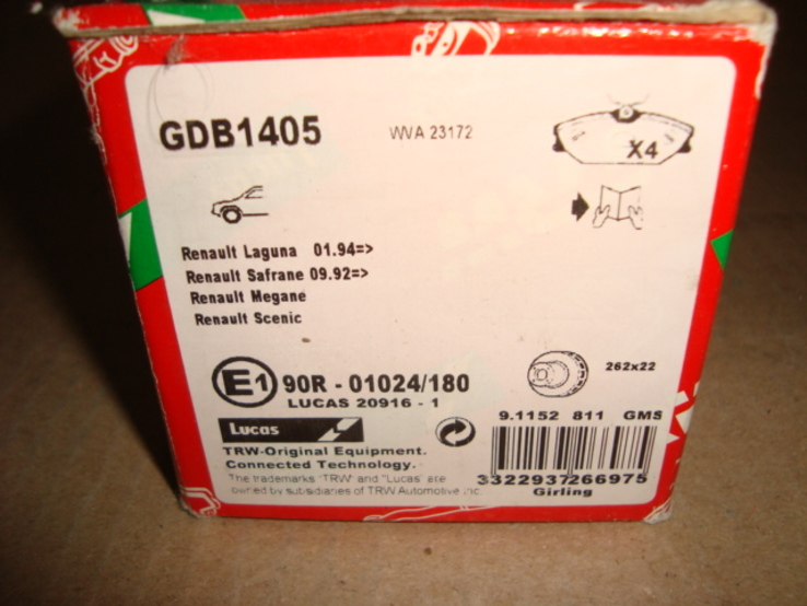 LUCAS GDB1405 Комплект тормозных колодок RENAULT., фото №3