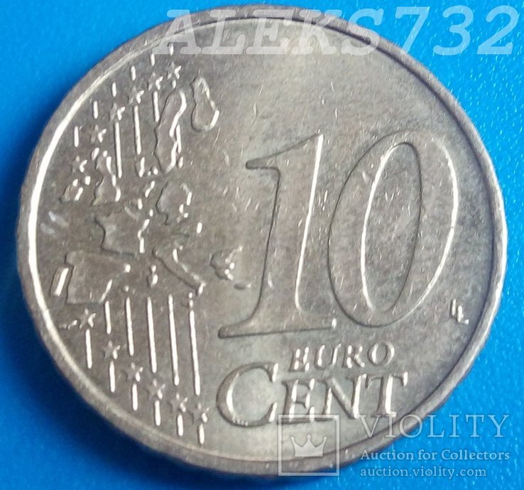 Германия 10 евроцентов, 2002 Отметка монетного двора: "F" - Штутгарт, фото №2