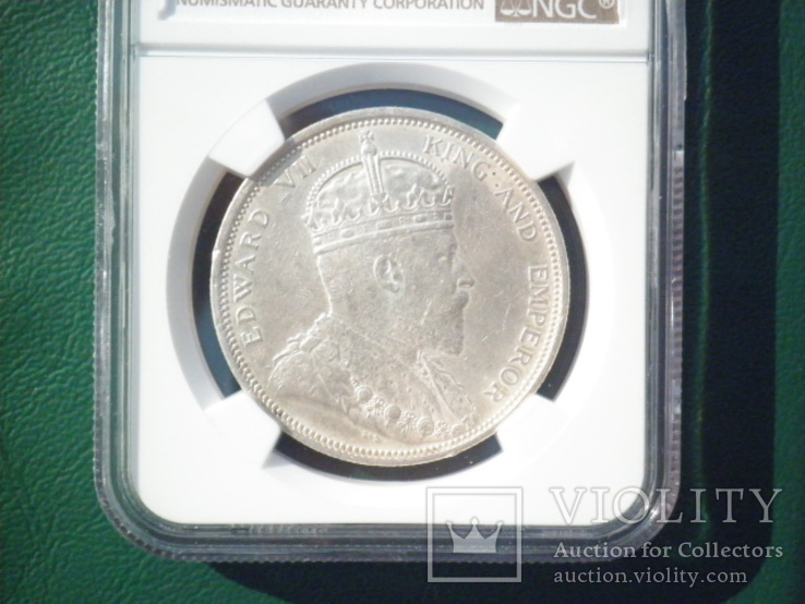 Доллар 1903 Малайзия. Эдуард, серебро., фото №3