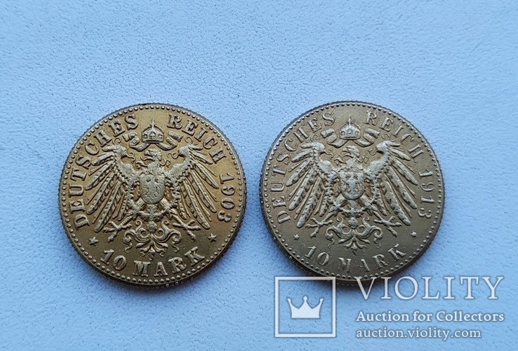 10 марок 1903 р. Баден + 1913 р. Гамбург. Копії., фото №4