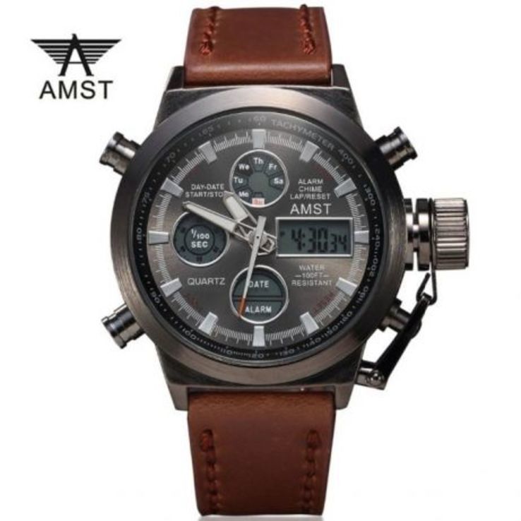 Часы милитари. Тактические наручные армейские часы марки AMST | АМСТ (Китай) brown. Новые