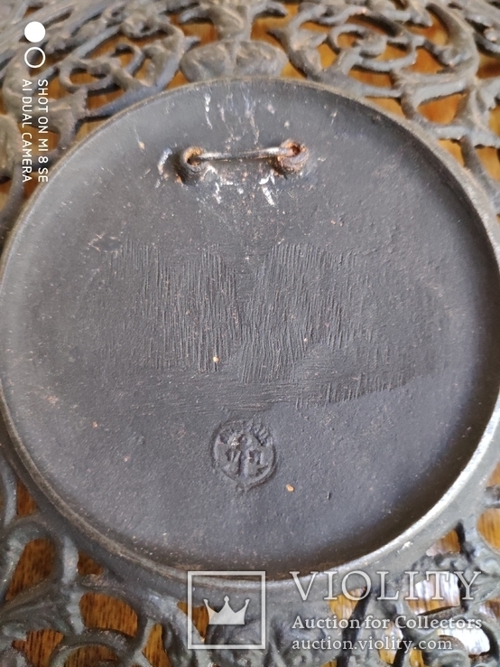 Настенная чугунная тарелка , старая Германия, клеймо якорь, фото №7