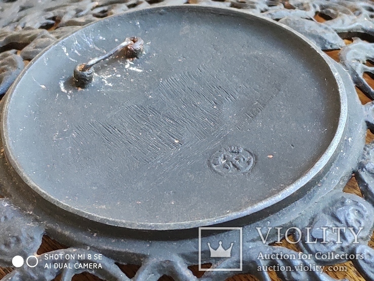 Настенная чугунная тарелка , старая Германия, клеймо якорь, фото №9