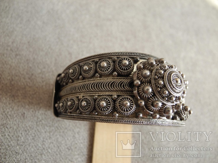 Старинный браслет зернь (серебро 925 пр, вес 60,7 гр), фото №10