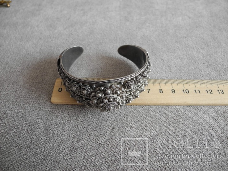 Старинный браслет зернь (серебро 925 пр, вес 60,7 гр), фото №13