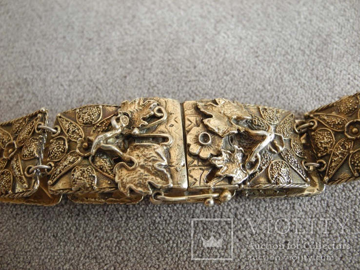 Старинный браслет (серебро 925 пр, вес 50,3 гр), фото №6
