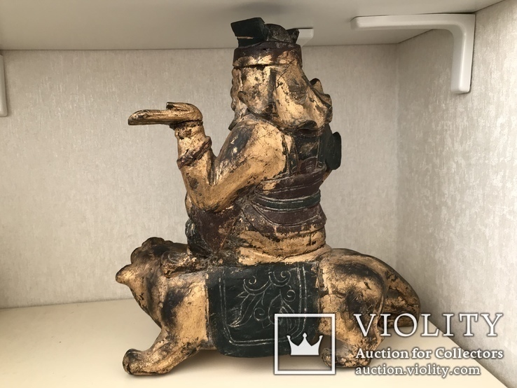 Большая полихромная скульптура. Китай 18-19 в.  Воин на тигре., фото №6