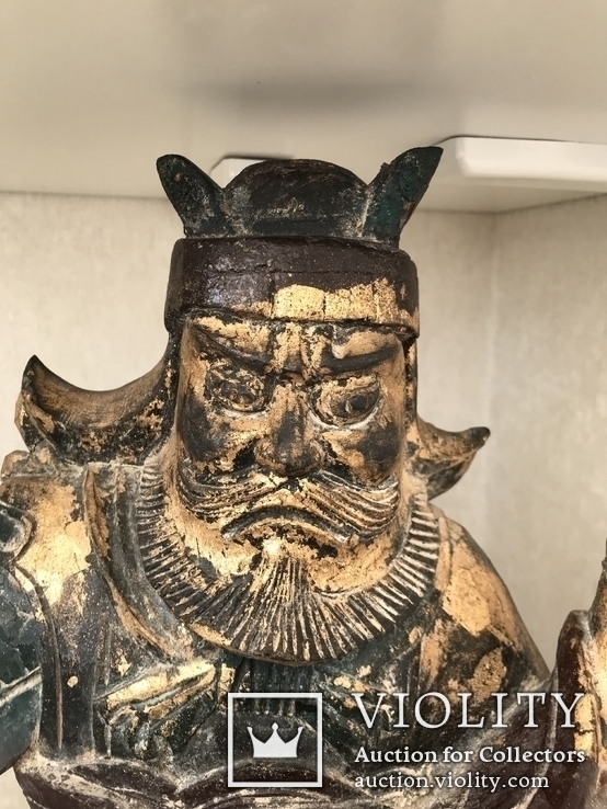 Большая полихромная скульптура. Китай 18-19 в.  Воин на тигре., фото №8