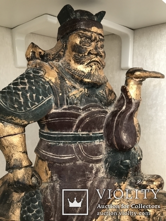 Большая полихромная скульптура. Китай 18-19 в.  Воин на тигре., фото №10