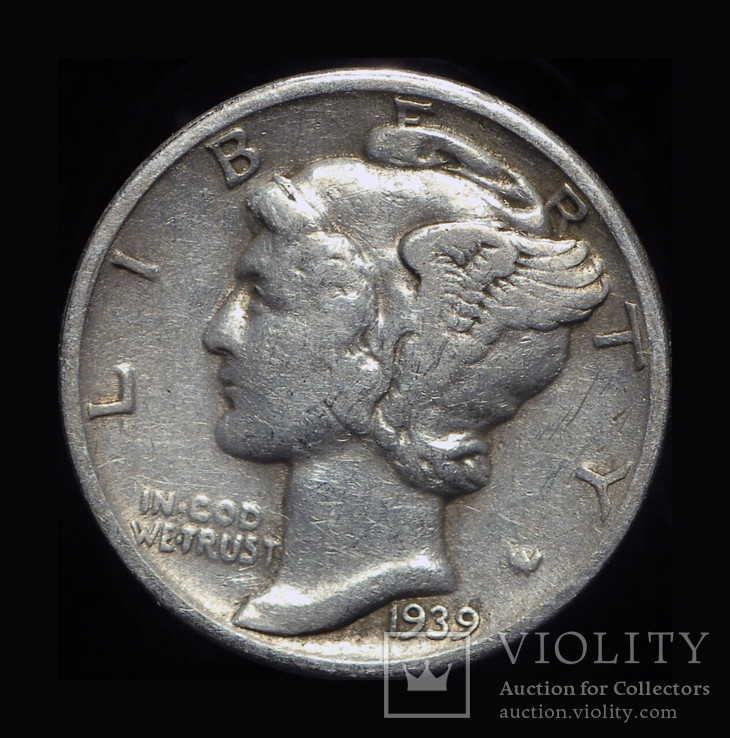 США 10 центов 1939 серебро