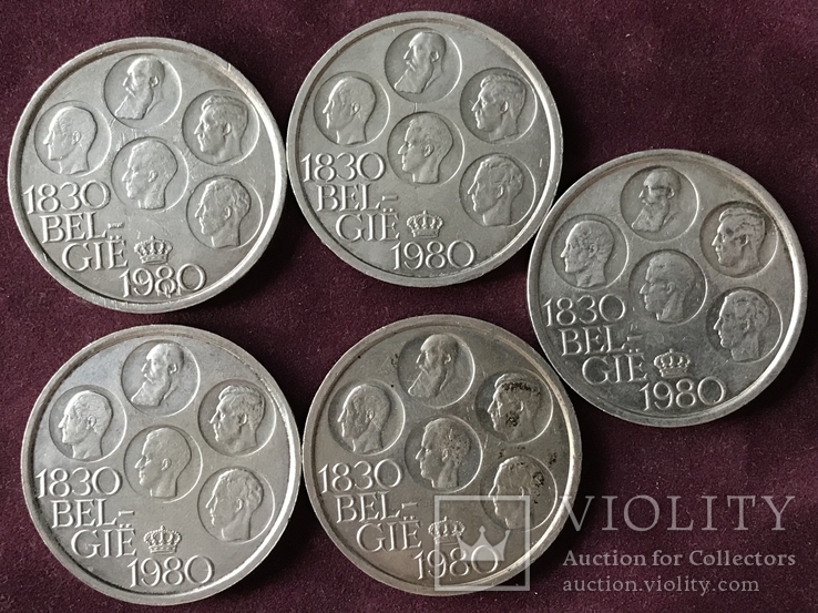 5 монет 500 франков, Belgie, 1980 Независимость серебро, фото №2