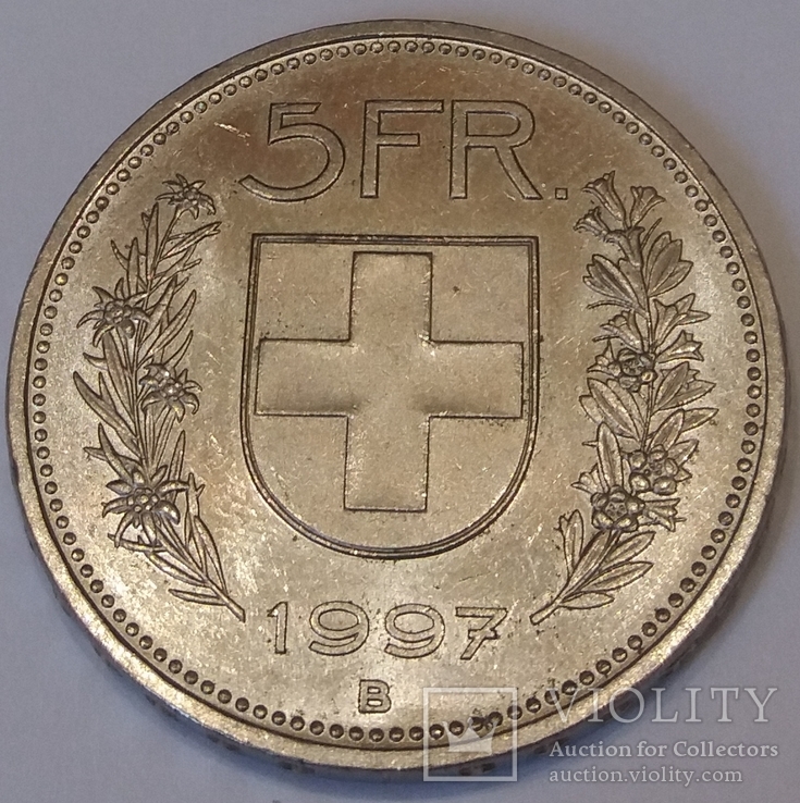 Швейцарія 5 франків, 1997, фото №3