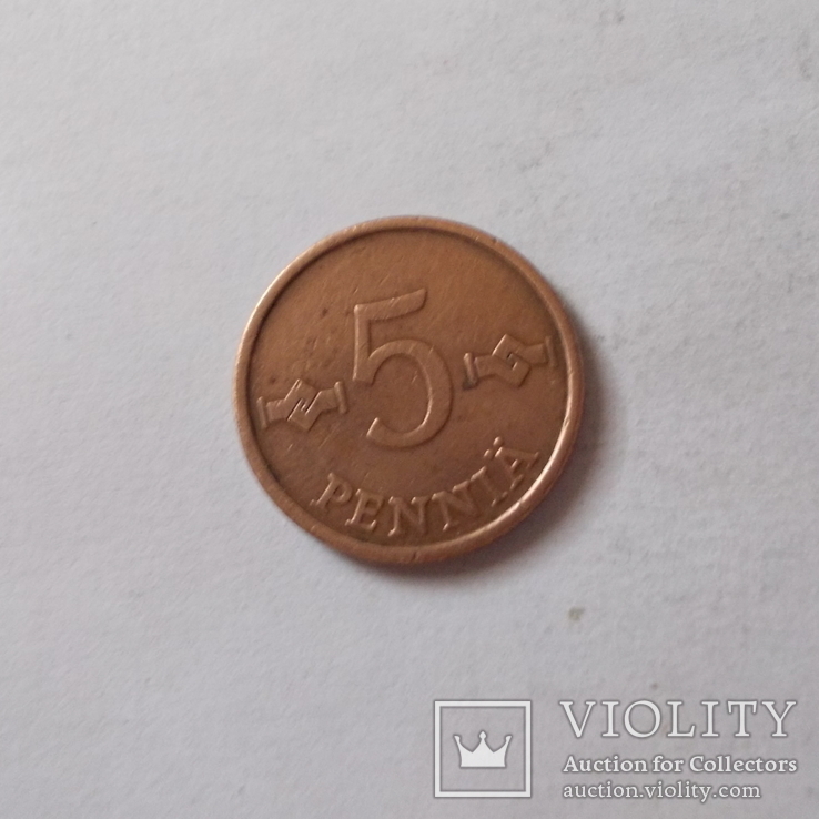 Финляндия 5 пенни 1963 года., фото №3