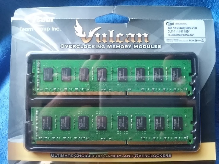 Оперативная память (2 планки) - 1 упаковке. Team Group Vulcan DDR3 TLD38G2133HC11ADC01, numer zdjęcia 3