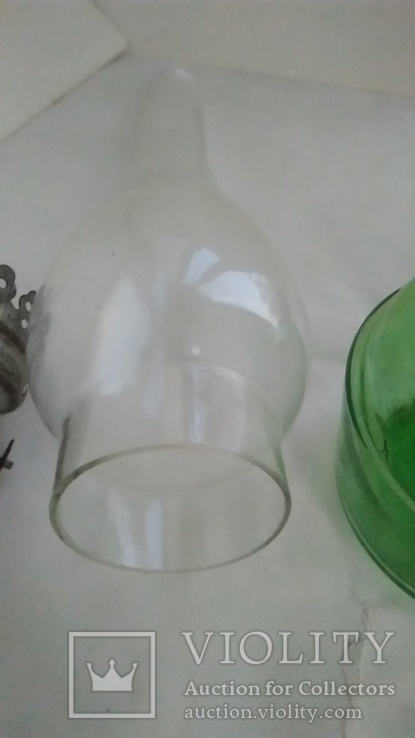 Керосиновая лампа зелёное стекло, фото №10