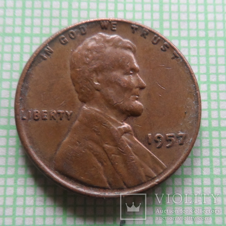 1 цент 1957  США   (Р.7.14)~, фото №3