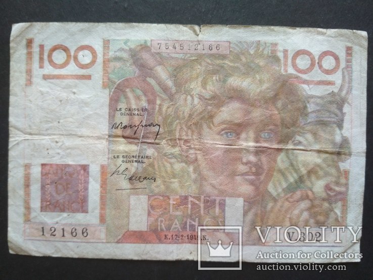100 франков 1949 года Франция, фото №2