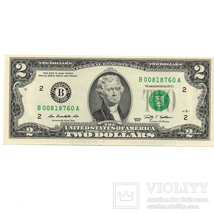 2 dollars, USA, series 2009 B, фото №2