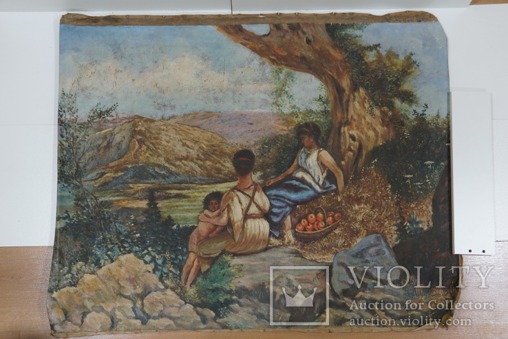 Картина природа, женщины индуски с ребенком, копия семиранский. Холст, масло, фото №2