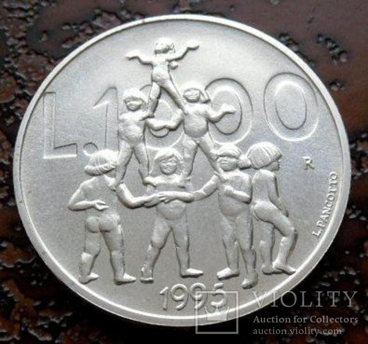 1000 лир Сан Марино 1995 состояние UNC серебро, фото №2