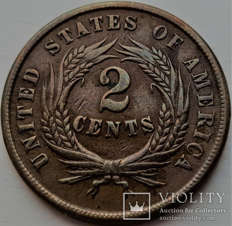 США 2 цента 1864 год, фото №2