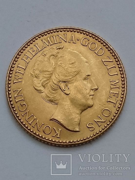Золотая монета 10 гульденов 1925