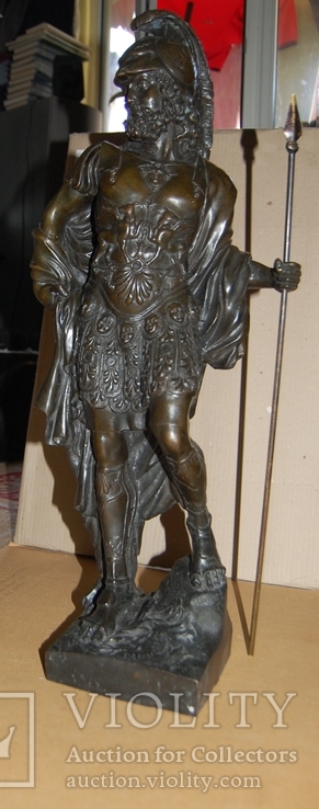 Воин бронзовый, 70 см.,(с камнем)(камень - 5 см) подписной, 17 кг, фото №5
