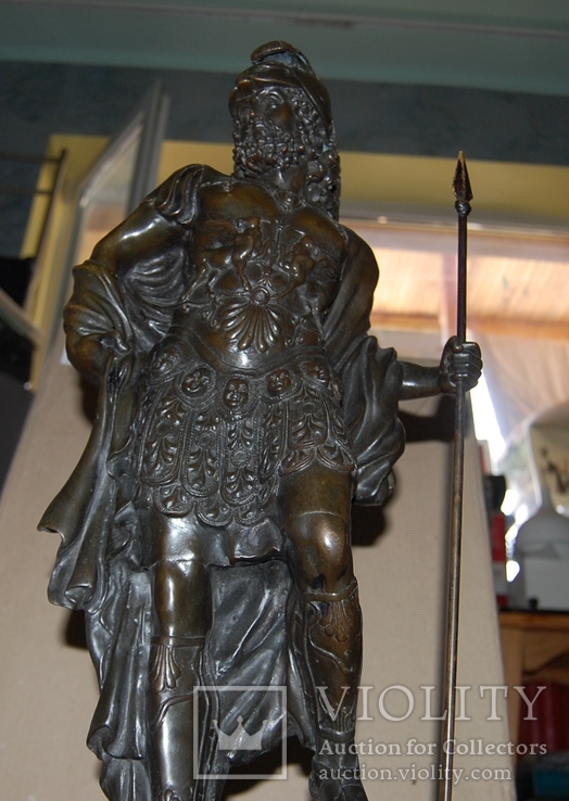 Воин бронзовый, 70 см.,(с камнем)(камень - 5 см) подписной, 17 кг, фото №7